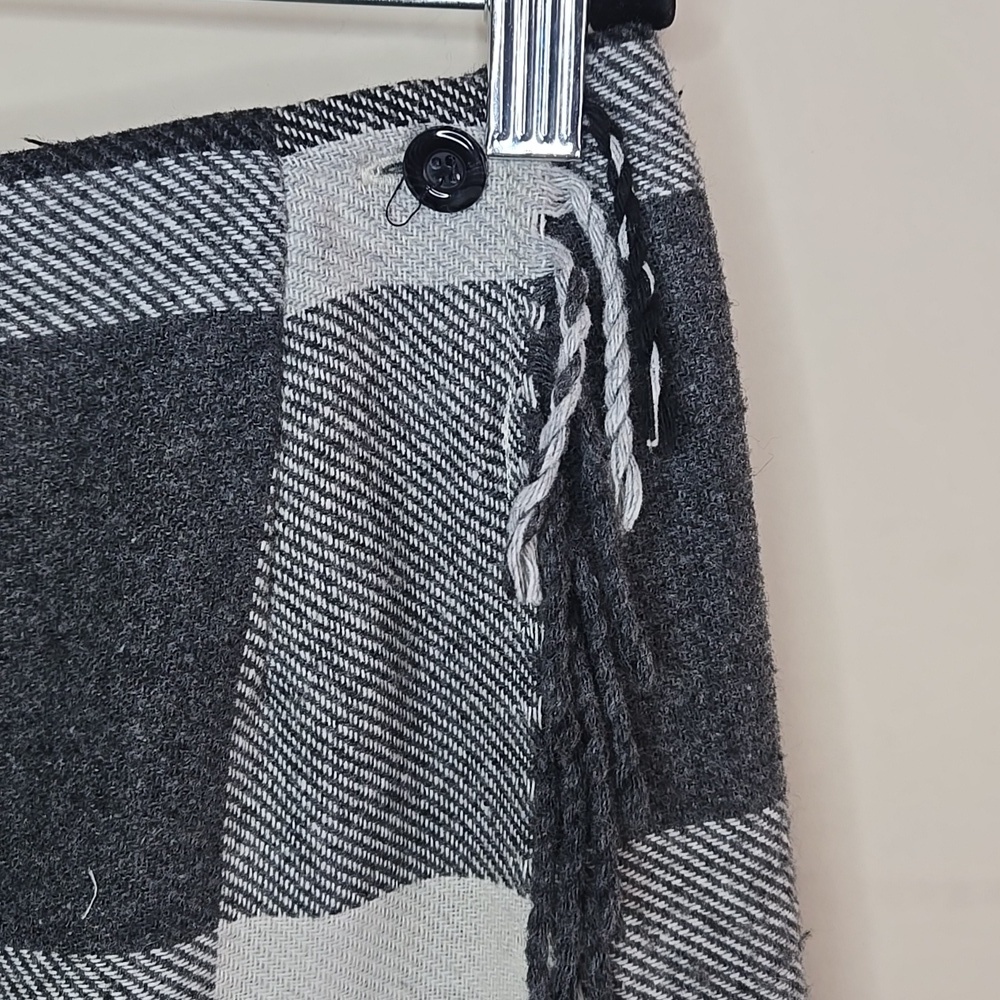 Worthington Black White Plaid Wool Wrap Maxi Skirt - Picture 3 of 9